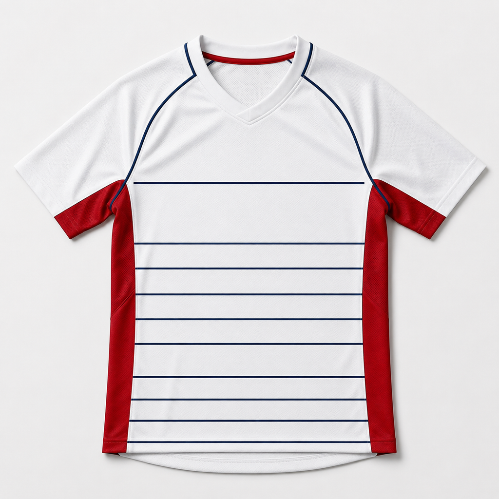 esbort™ Minimalist Soccer Jersey –white & red stiriped