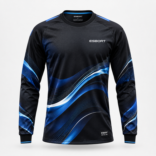 ESBORT Winter Pro Long-Sleeve Soccer Jersey - Black & Blue