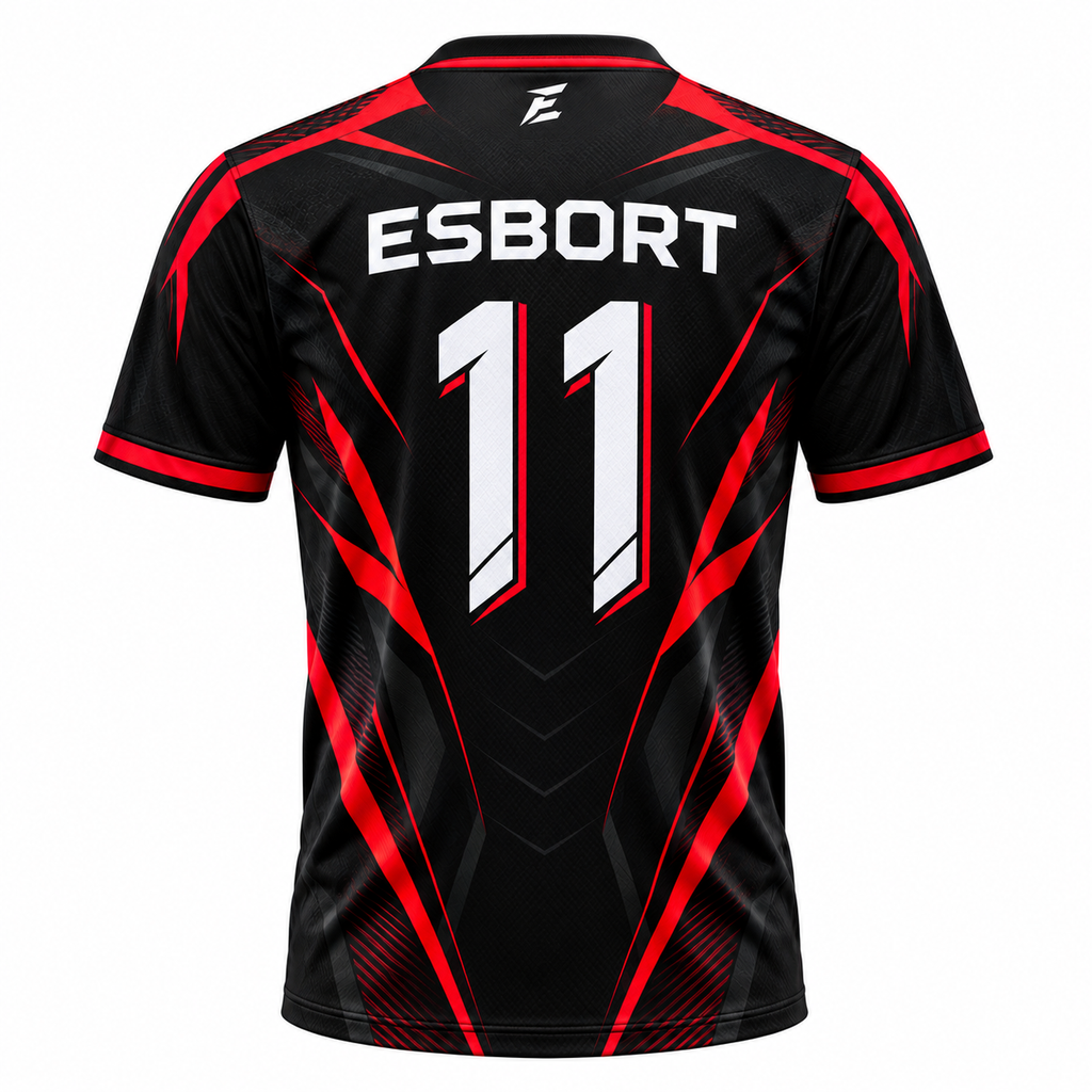 ESBORT Strike Pro Short-Sleeve Jersey – Black & Red Edition