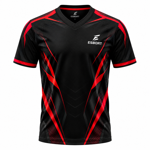 ESBORT Strike Pro Short-Sleeve Jersey – Black & Red Edition