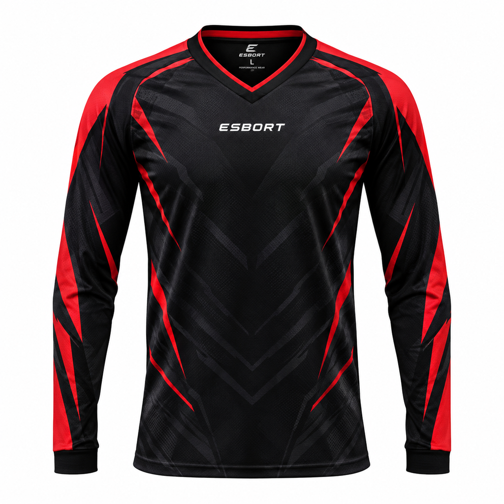 Esbort Pro-Performance Long-Sleeve Jersey – Black & Red