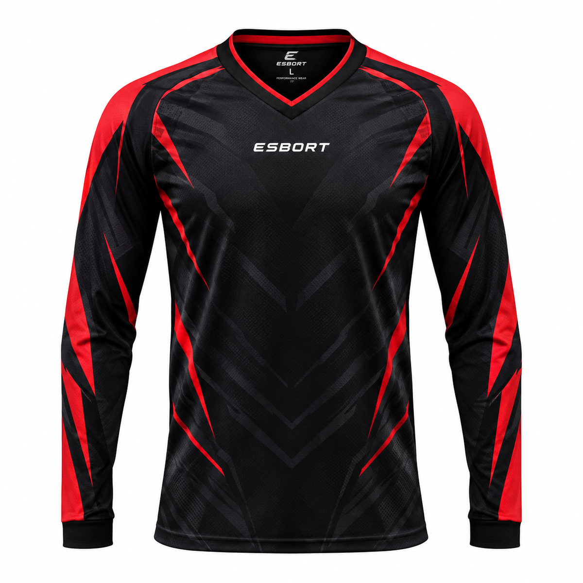 Esbort Pro-Performance Long-Sleeve Jersey – Black & Red