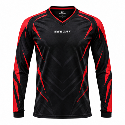 Esbort Pro-Performance Long-Sleeve Jersey – Black & Red