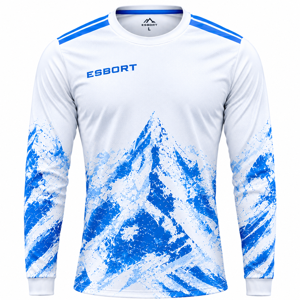 Esbort Performance Long-Sleeve Jersey – White & Blue Alpine Edition