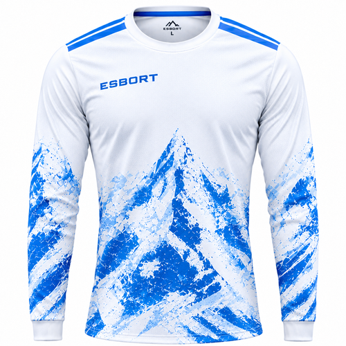 Esbort Performance Long-Sleeve Jersey – White & Blue Alpine Edition