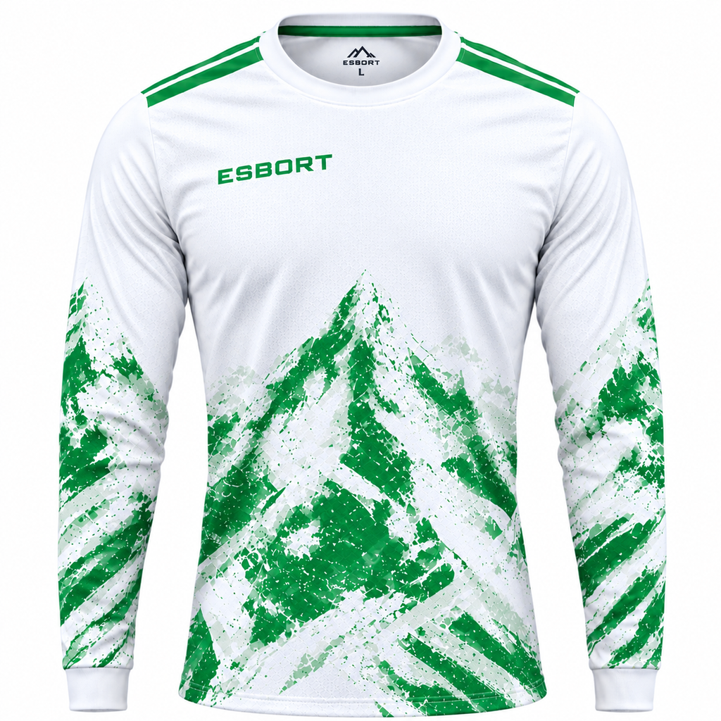 Esbort Performance Long-Sleeve Jersey – White & Green Alpine Edition