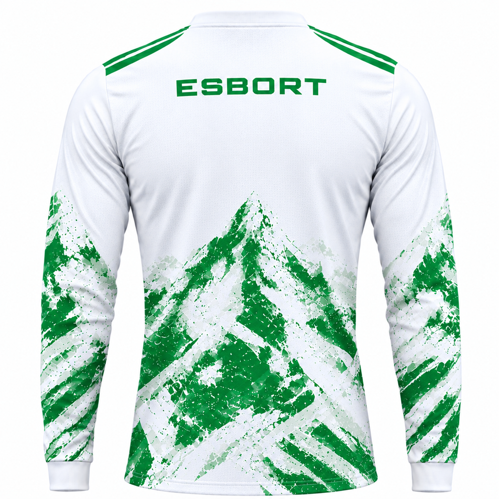 Esbort Performance Long-Sleeve Jersey – White & Green Alpine Edition
