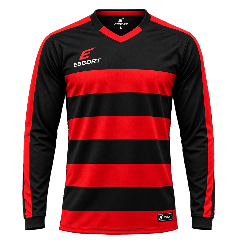 Esbort Performance Long-Sleeve Jersey – Black & Red Striped Edition