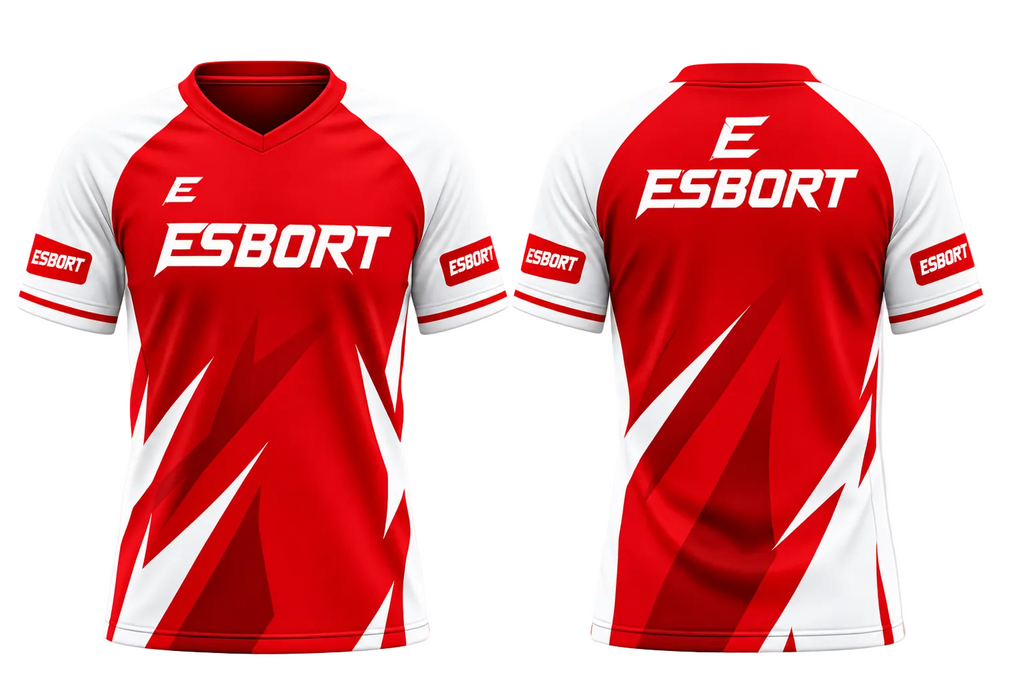 ESBORT Pro-Performance Esports Jersey Athletic Jersey - Red/White