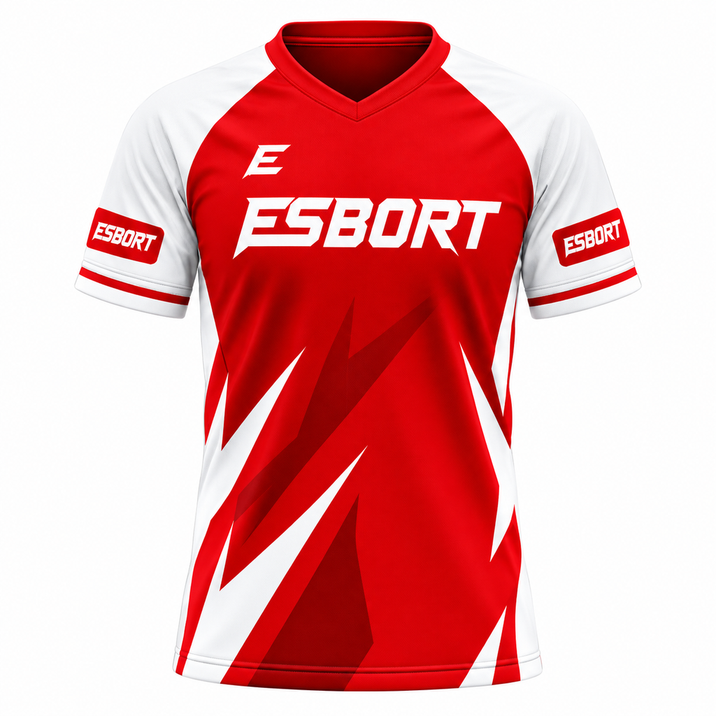 ESBORT Pro-Performance Esports Jersey Athletic Jersey - Red/White
