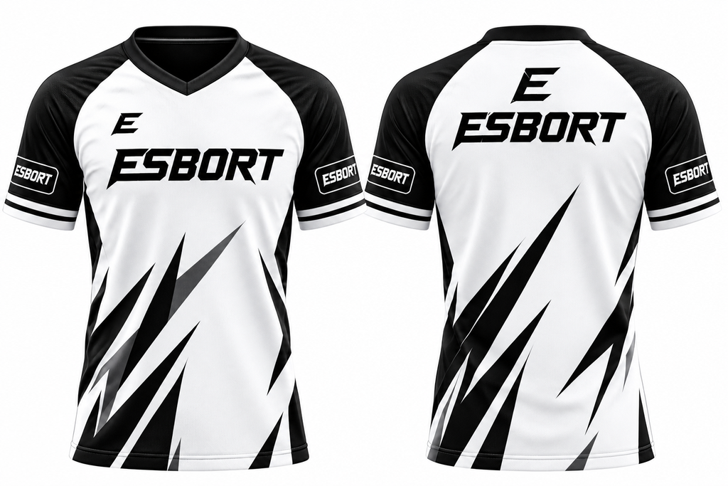 ESBORT Pro-Performance Esports Jersey Athletic Jersey - Black/White