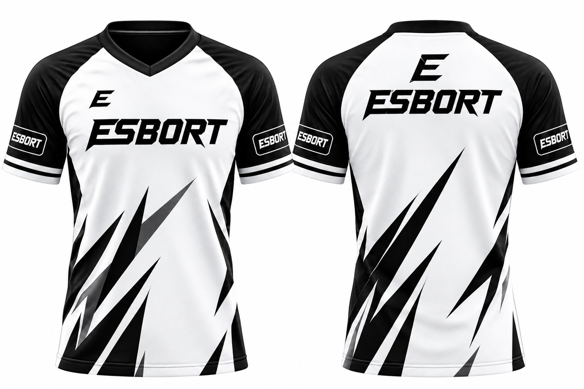 ESBORT Pro-Performance Esports Jersey Athletic Jersey - Black/White
