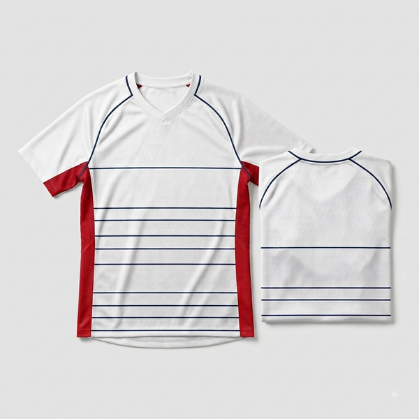 esbort™ Minimalist Soccer Jersey –white & red stiriped