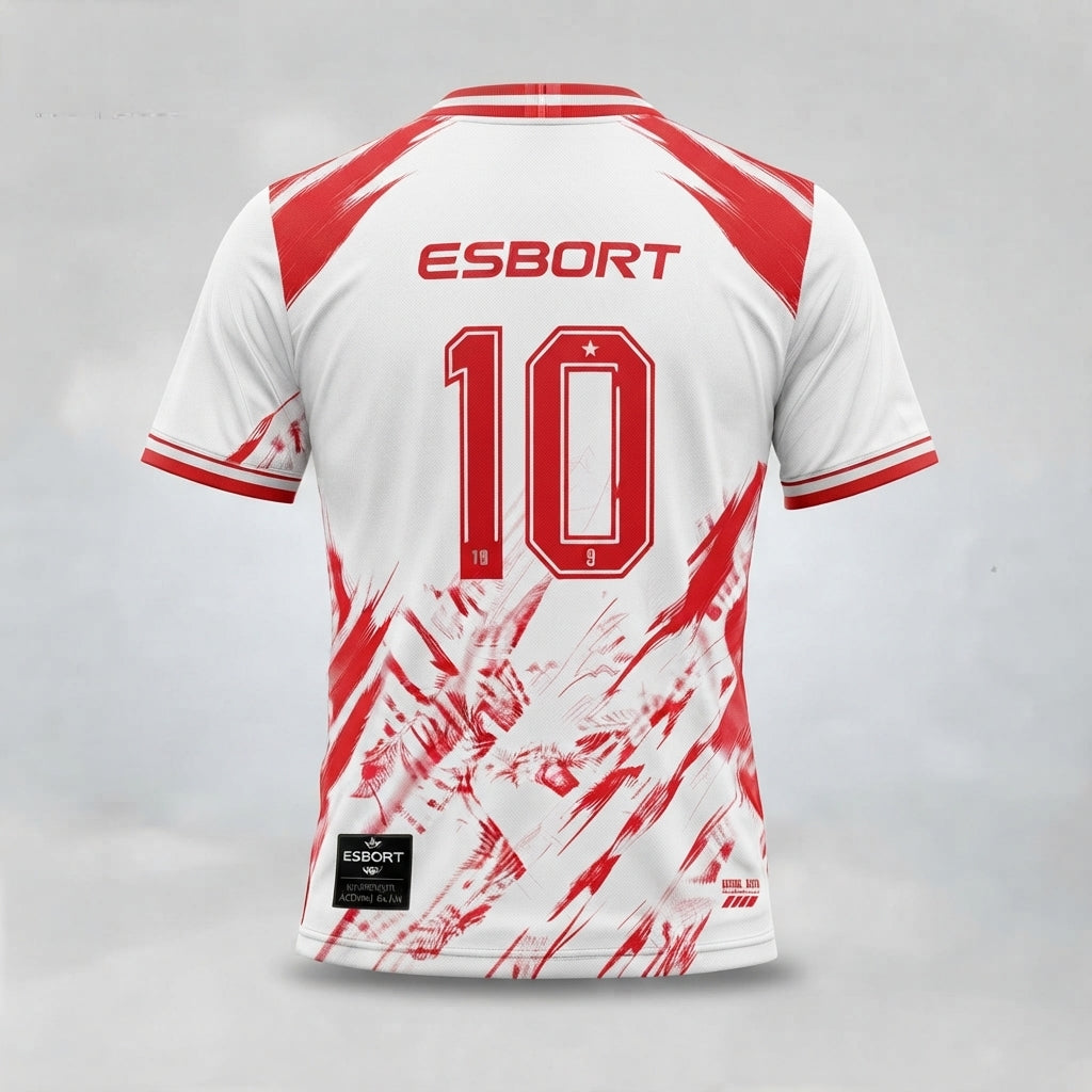 Esbort Pro Dynamic Red & White Soccer Jersey | Elite Performance Kit