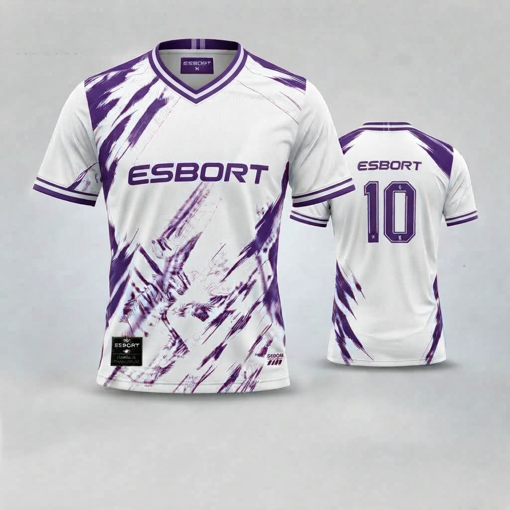 ESBORT White & Purple Custom Performance Jersey