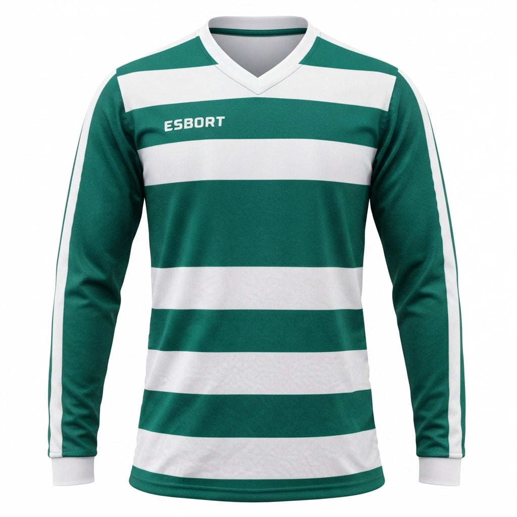 Esbort Performance Long-Sleeve Jersey – Green & white Striped Edition