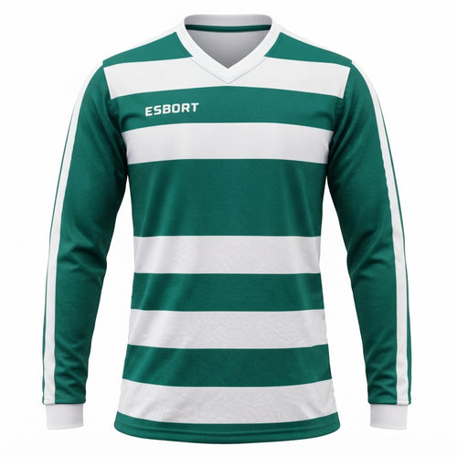 Esbort Performance Long-Sleeve Jersey – Green & white Striped Edition