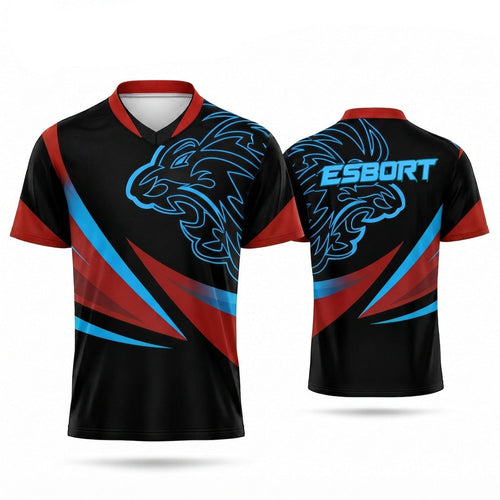 esbort™ Rad & Blue & Black Pro Esports & Athletic Jersey