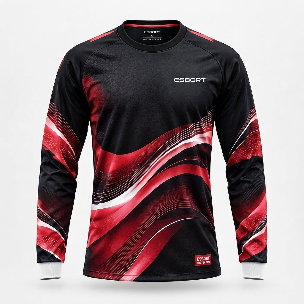 ESBORT Winter Pro Long-Sleeve Soccer Jersey - Black, Red & White