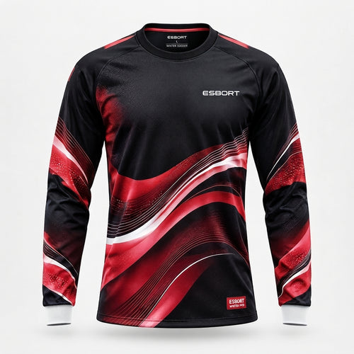 ESBORT Winter Pro Long-Sleeve Soccer Jersey - Black, Red & White
