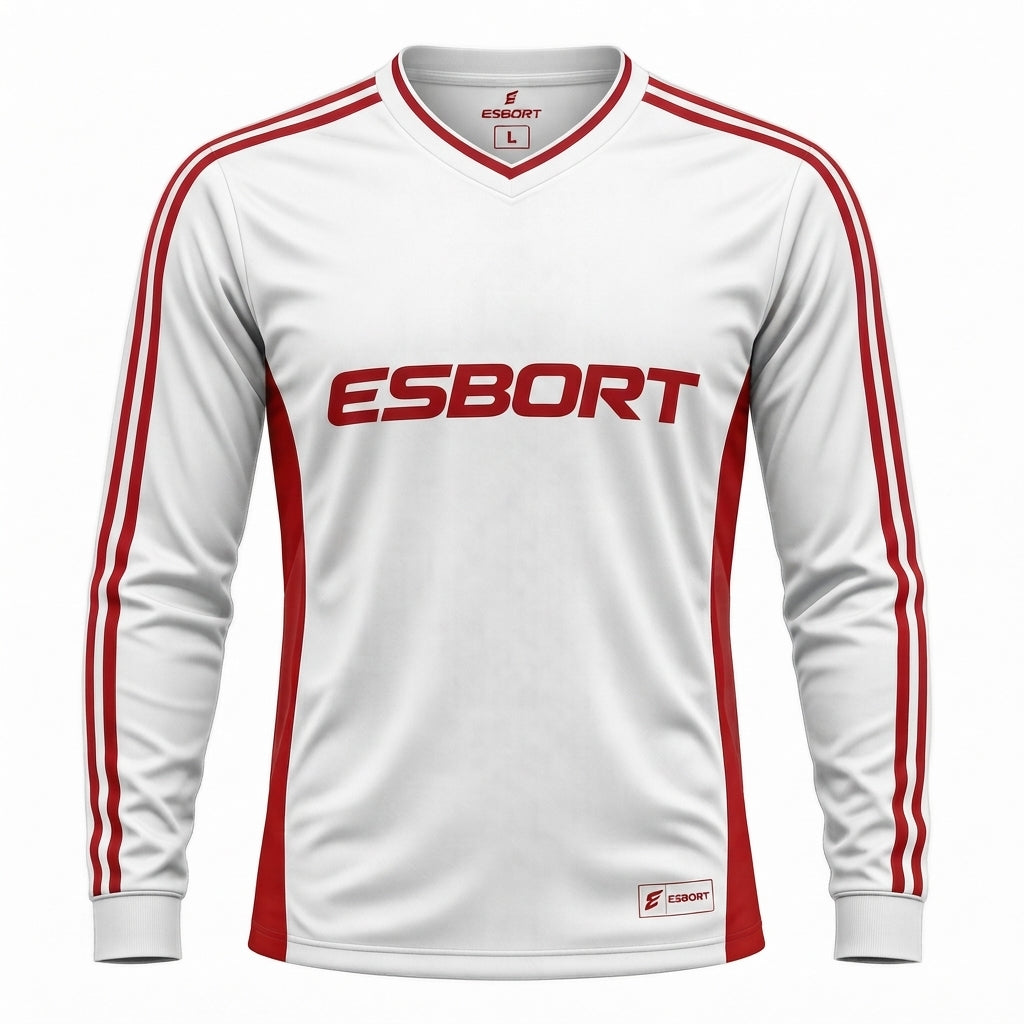 Esbort Performance Long-Sleeve Jersey – White & Red Classic Edition