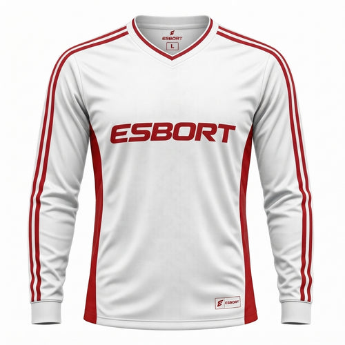 Esbort Performance Long-Sleeve Jersey – White & Red Classic Edition