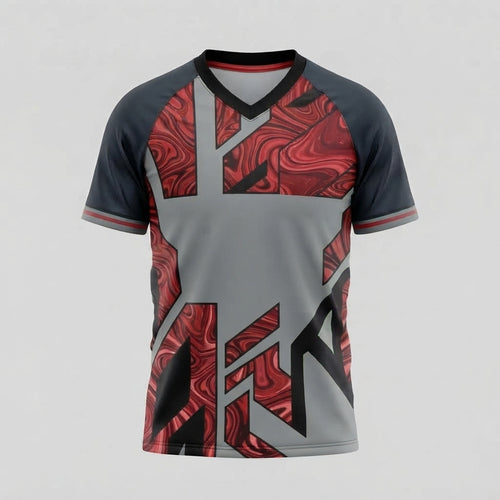 Esbort Crimson Pulse Pro Jersey - Gray & Red Swirl Performance Kit