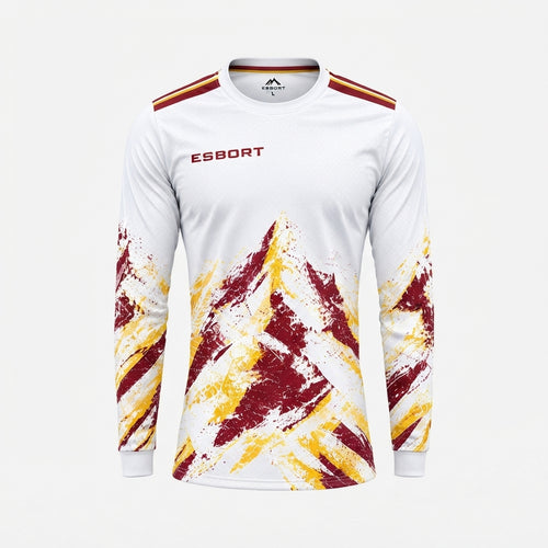 Esbort Performance Long-Sleeve Jersey – White, Burgundy & Yellow Alpine