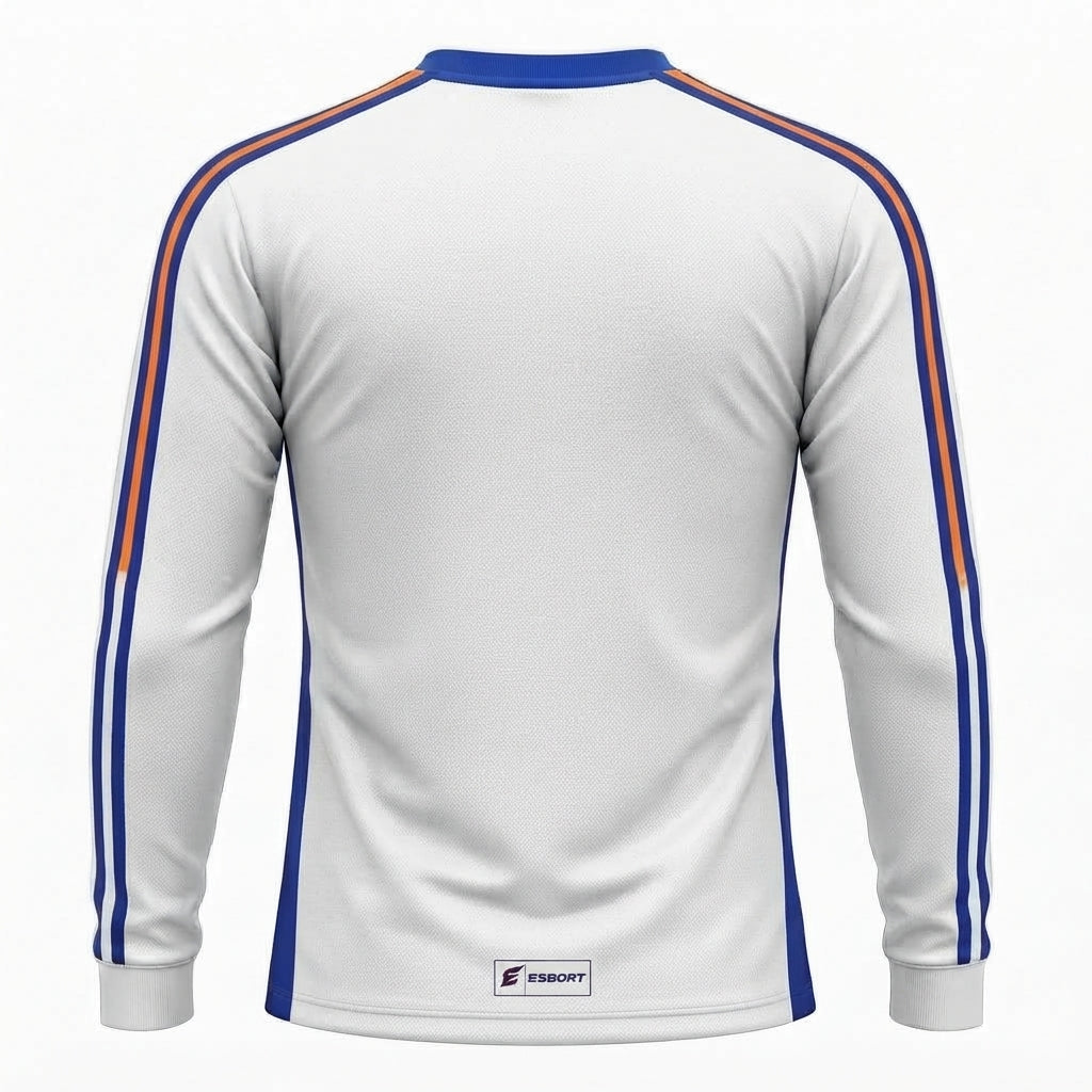 Esbort Performance Long-Sleeve Jersey – White, Blue & Orange Edition