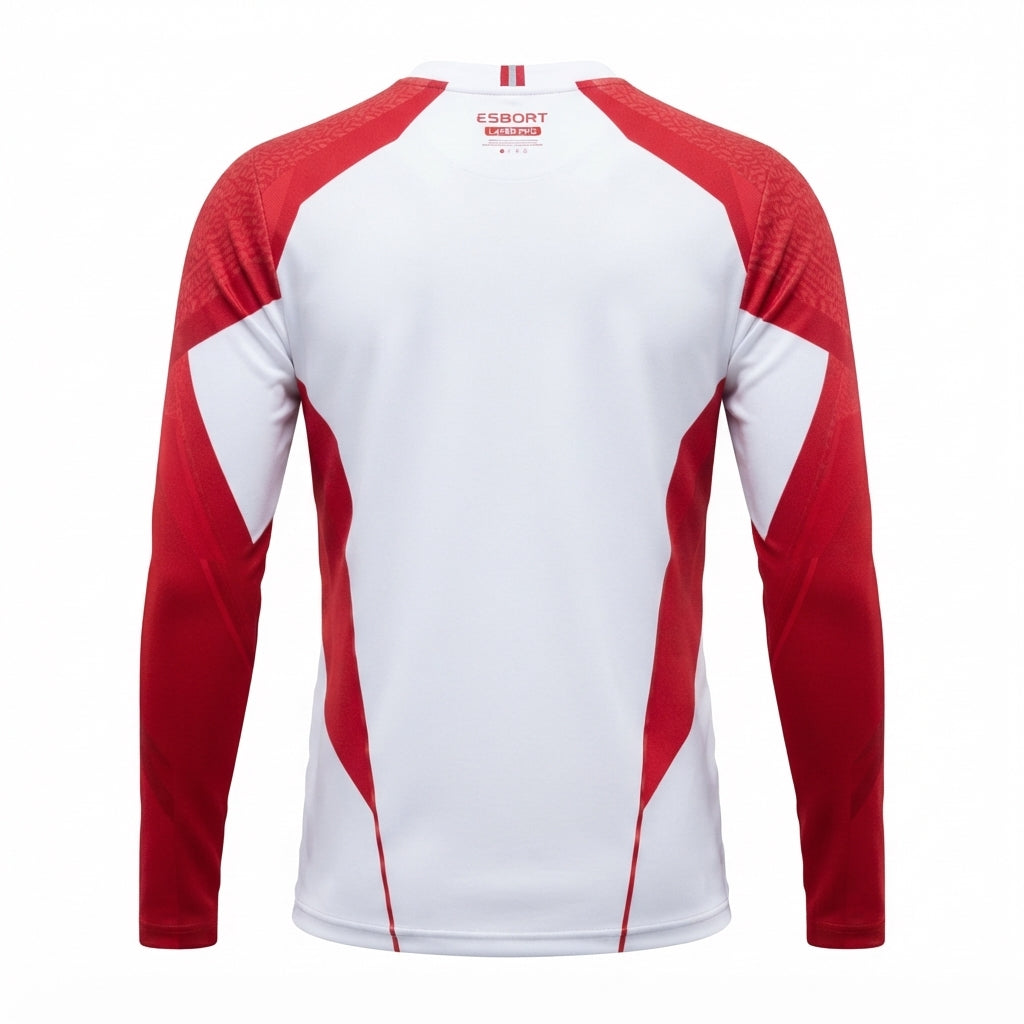Esbort Pro Performance Long-Sleeve Jersey — White & Red Edition