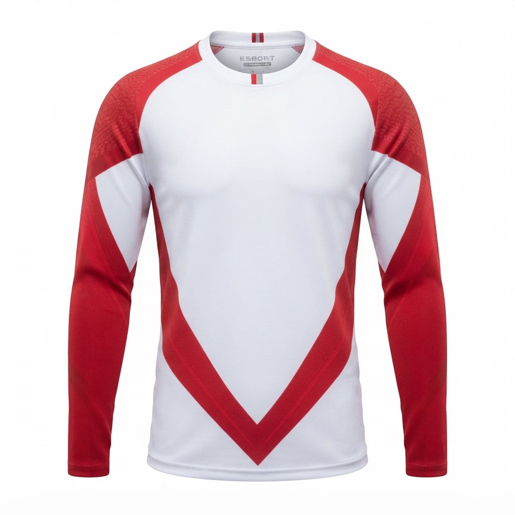 Esbort Pro Performance Long-Sleeve Jersey — White & Red Edition