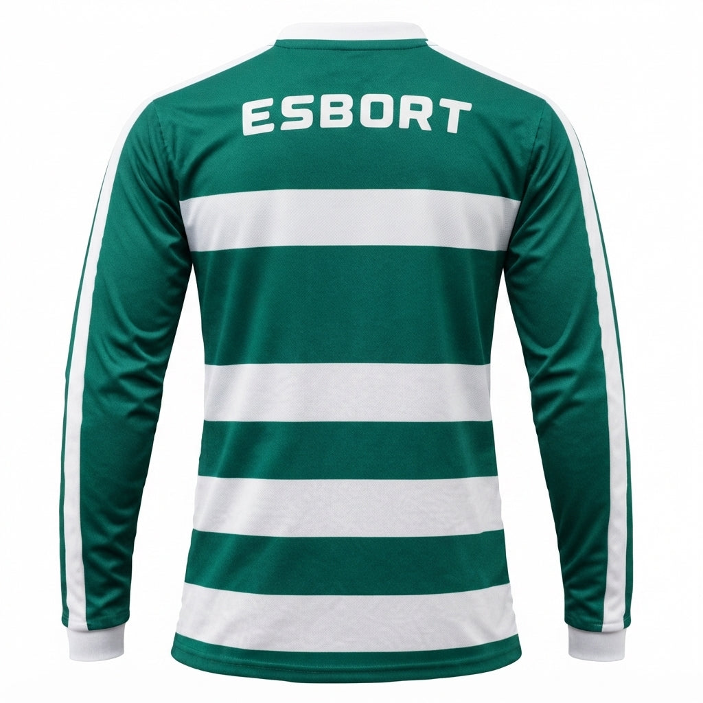 Esbort Performance Long-Sleeve Jersey – Green & white Striped Edition