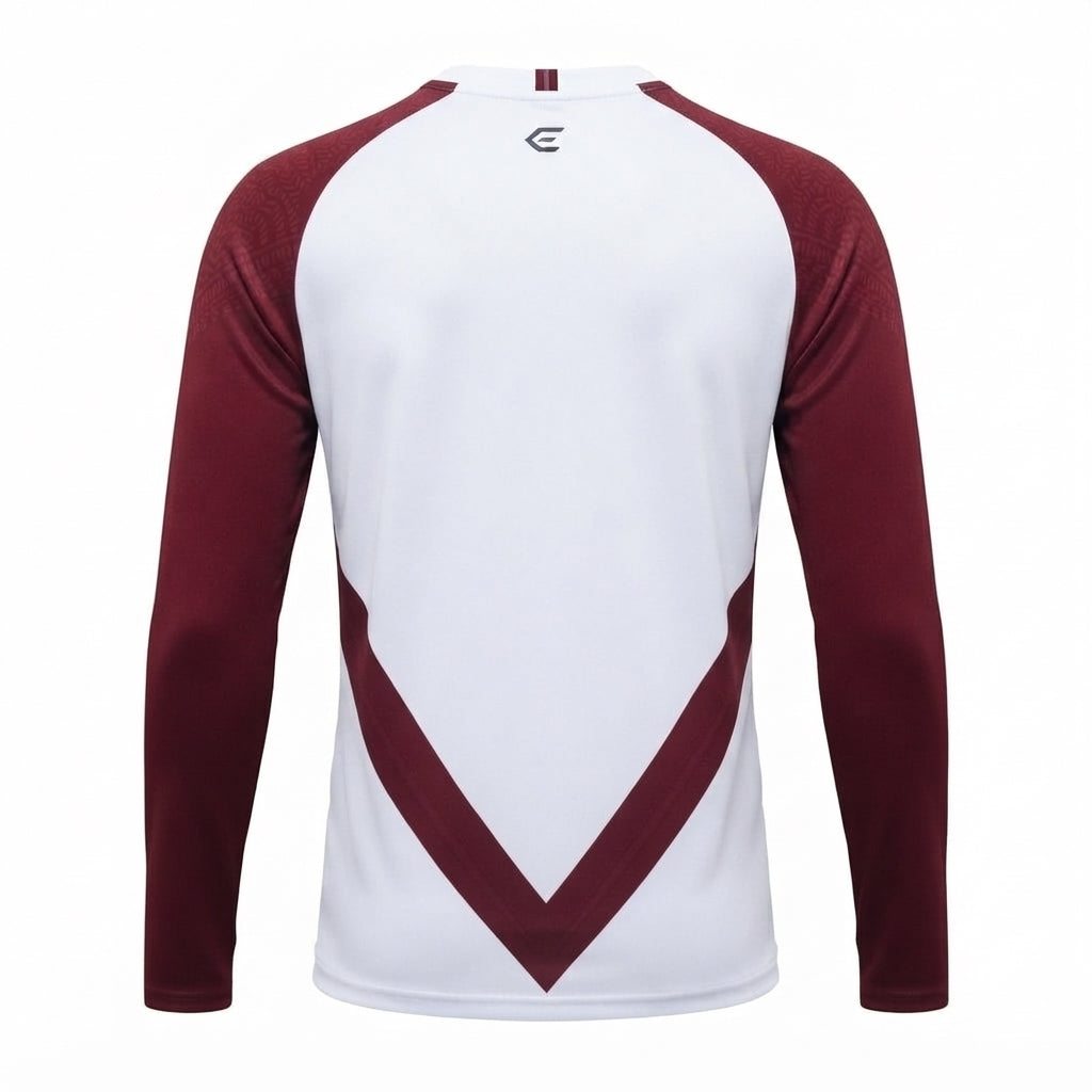 Esbort Vortex Long-Sleeve Performance Jersey – White & Maroon