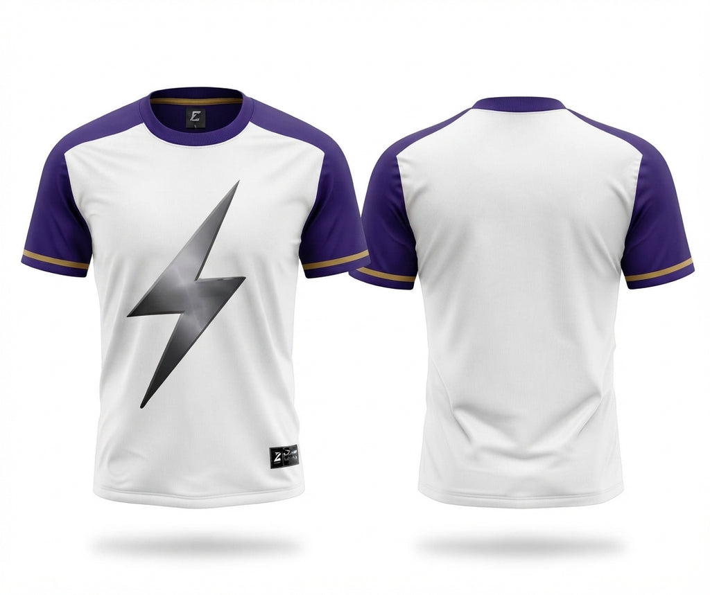 Esbort Custom Lightning Soccer Jersey-White & Purple Edition