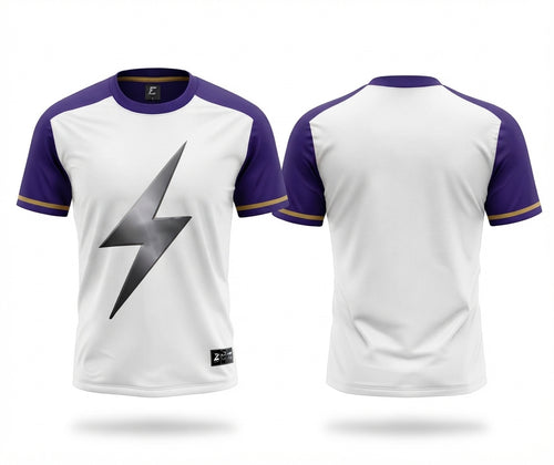 Esbort Custom Lightning Soccer Jersey-White & Purple Edition