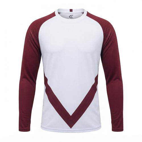 Esbort Vortex Long-Sleeve Performance Jersey – White & Maroon