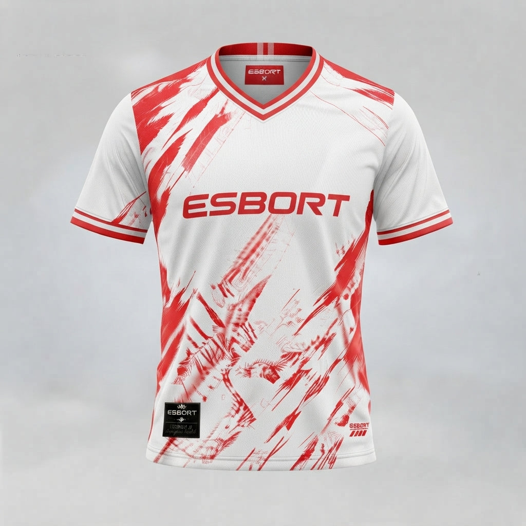 Esbort Pro Dynamic Red & White Soccer Jersey | Elite Performance Kit