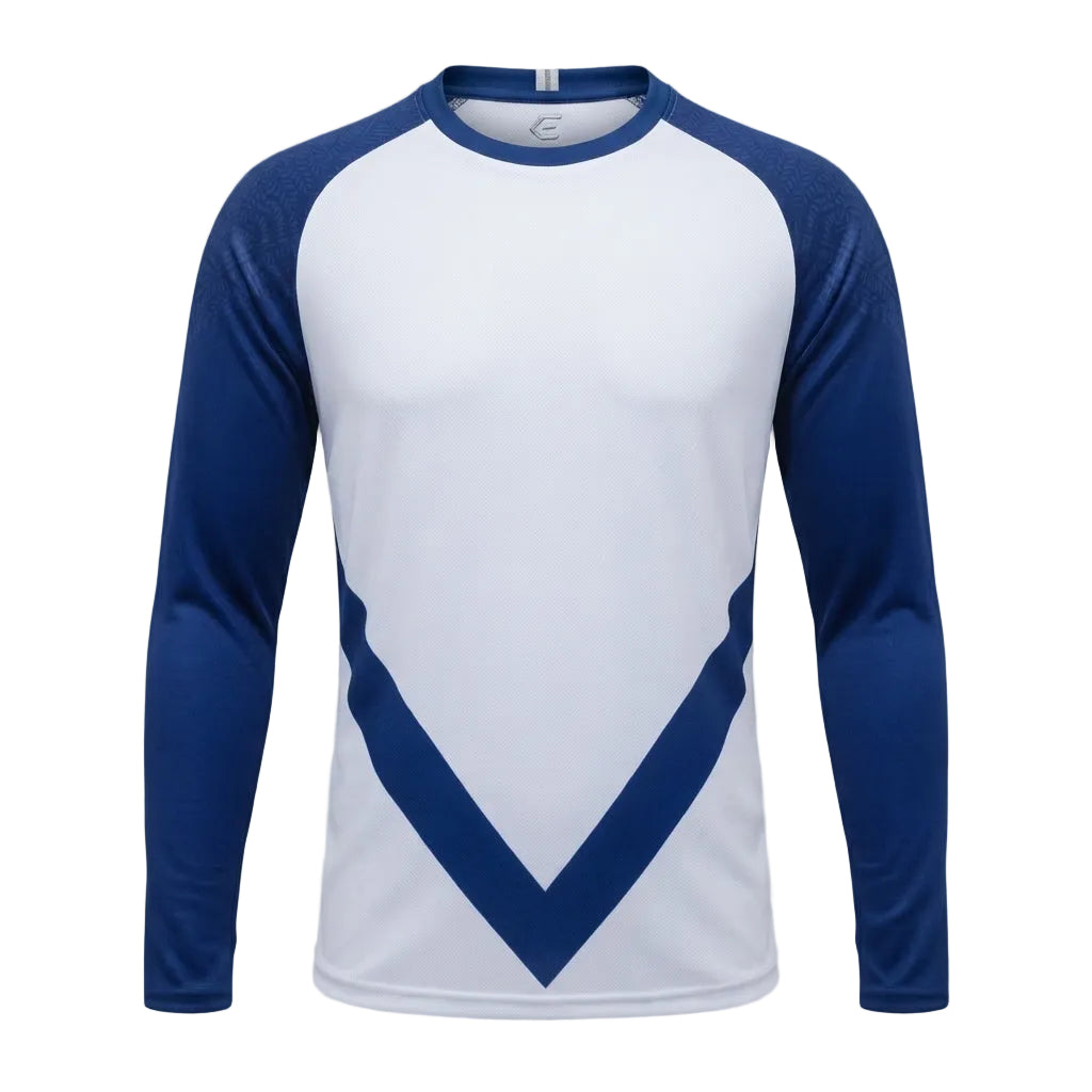 Esbort Vortex Long-Sleeve Performance Jersey – White & Royal Blue