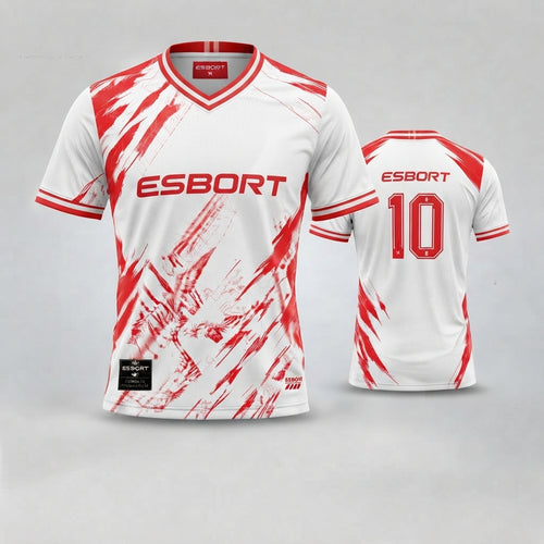 Esbort Pro Dynamic Red & White Soccer Jersey | Elite Performance Kit
