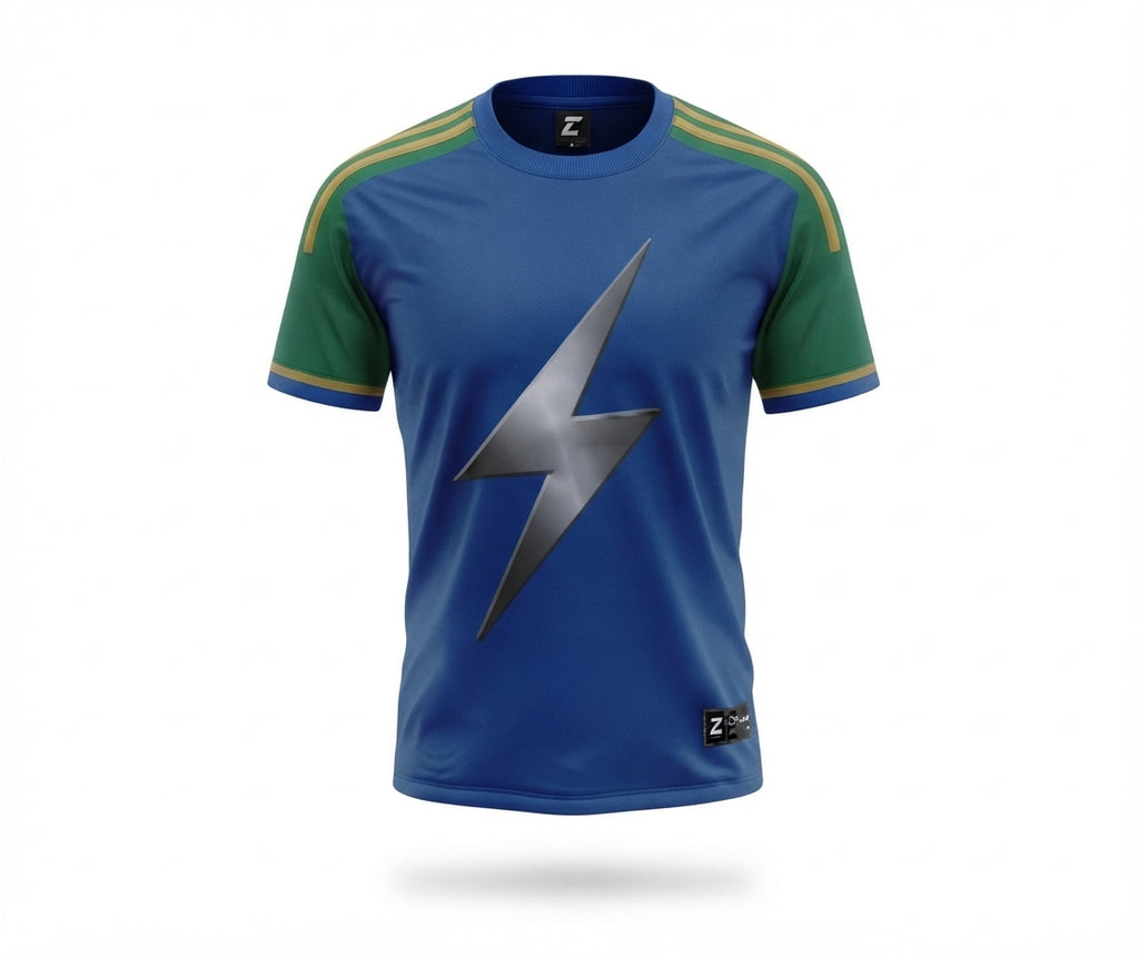 Esbort Custom Lightning Soccer Jersey- Blue & Green Edition