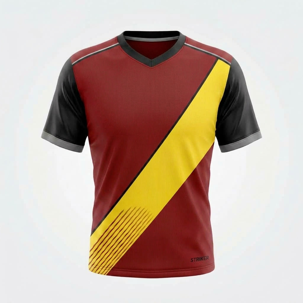 Esbort Elite ‘Sash Strike’ Performance Jersey – Burgundy & Yellow Edition