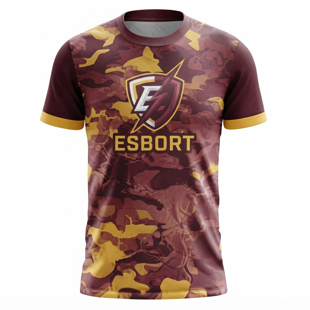 Esbort Performance Esports Jersey- Burgundy & Yellow Edition