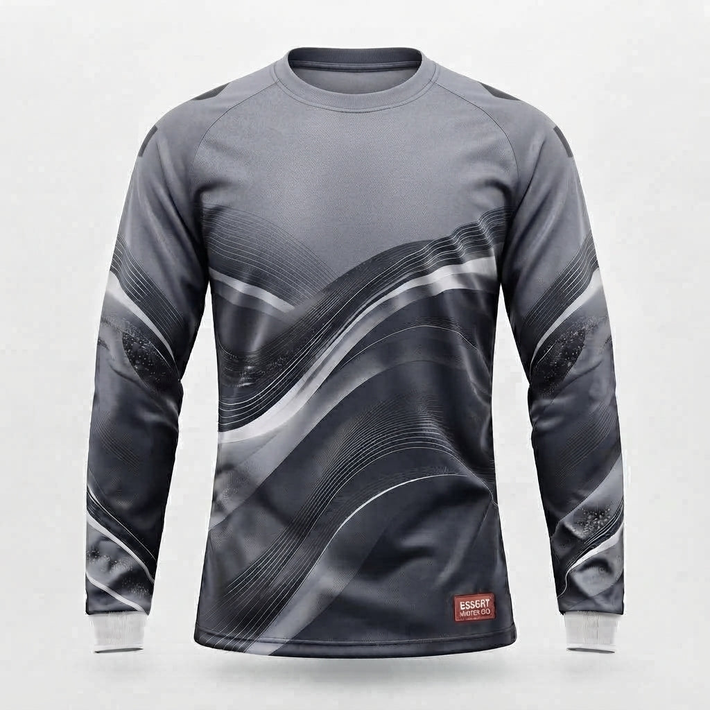 ESBORT Winter Pro Long-Sleeve Soccer Jersey - Charcoal Gray & Silver
