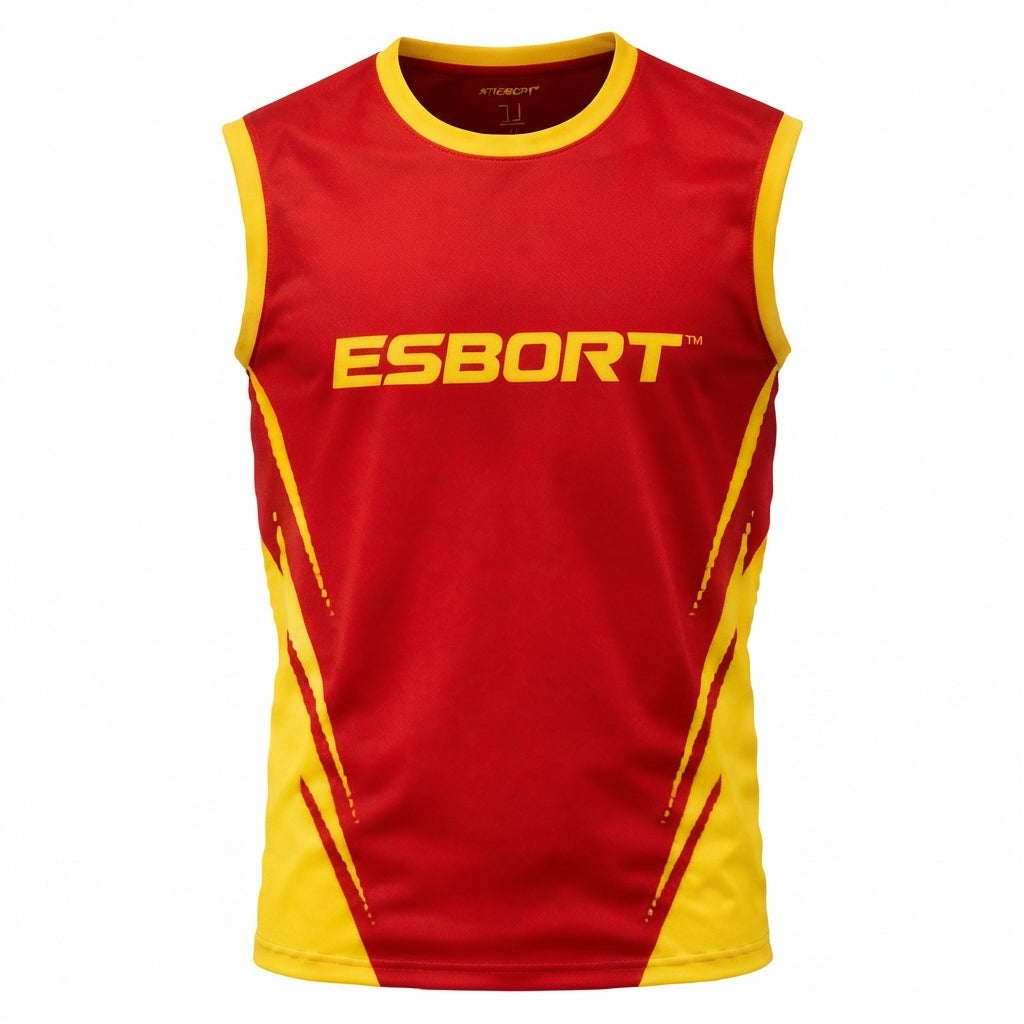 ESBORT" Performance Athletic Tank Top – Red & Yellow