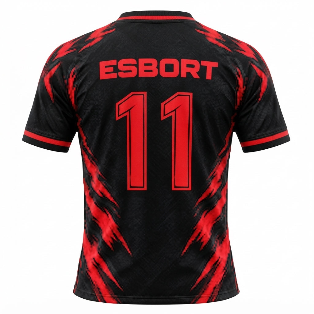 ESBORT Strike Pro Short-Sleeve Jersey – Black & Red Dynamic