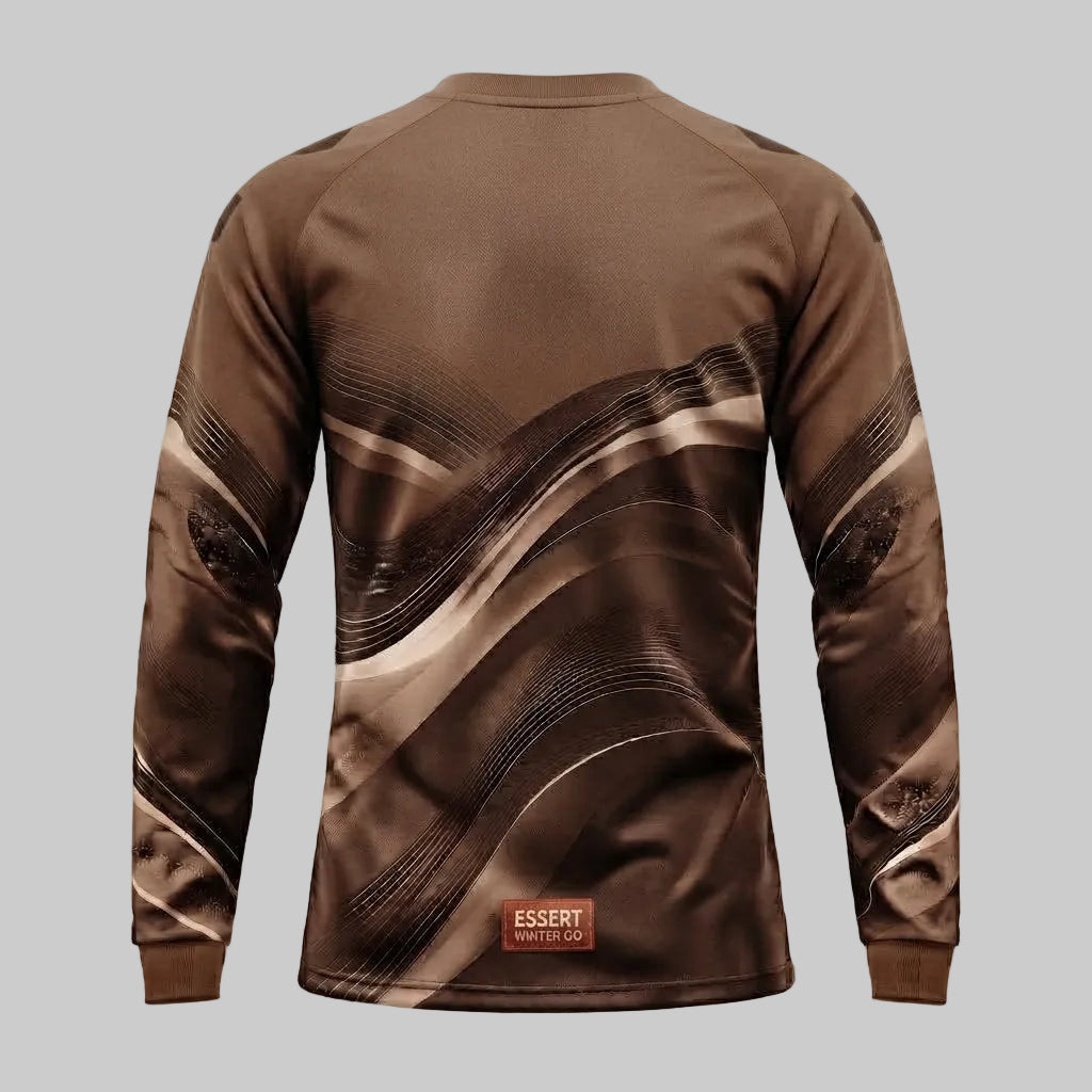 ESBORT Winter Pro Long-Sleeve Soccer Jersey (Back View) - Earth Brown & Tan