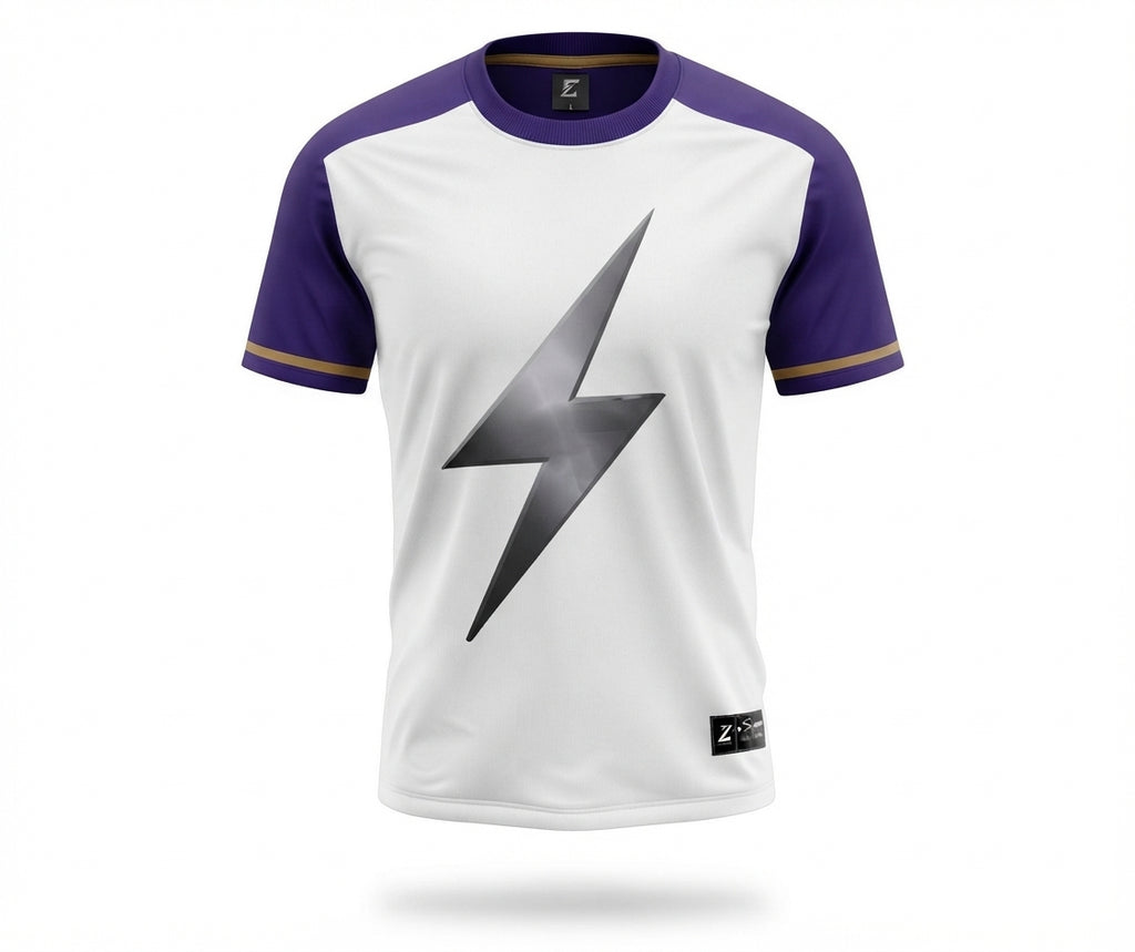 Esbort Custom Lightning Soccer Jersey-White & Purple Edition