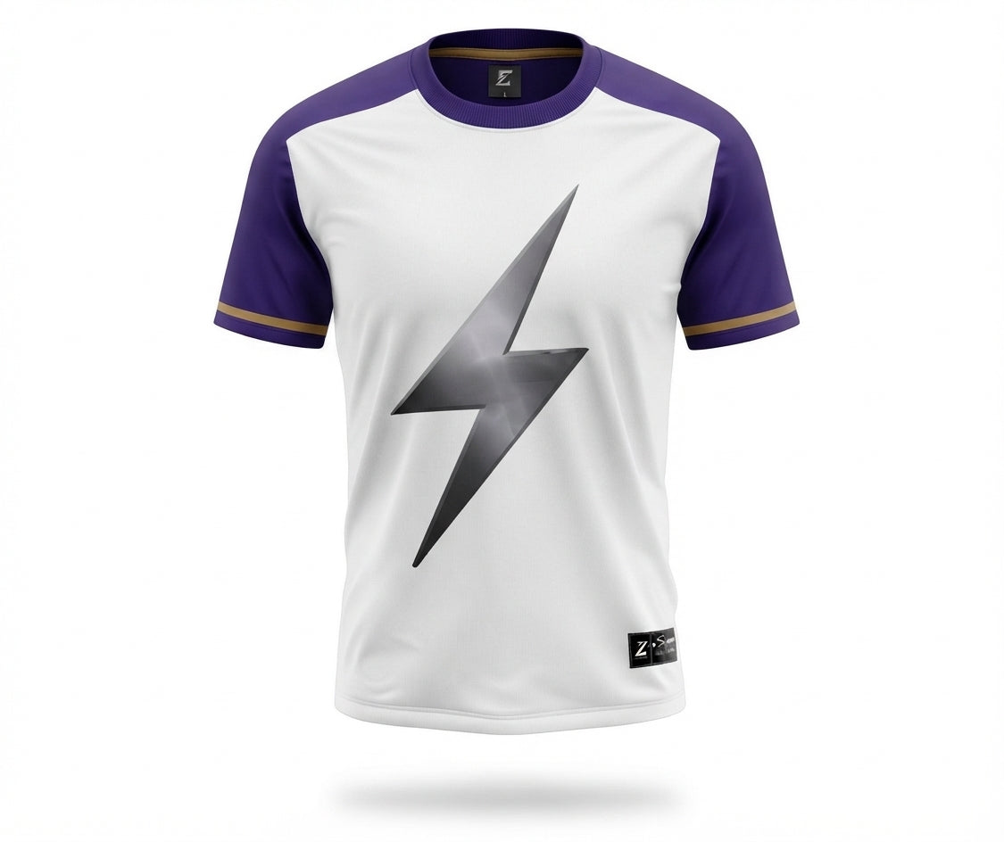 Esbort Custom Lightning Soccer Jersey-White & Purple Edition