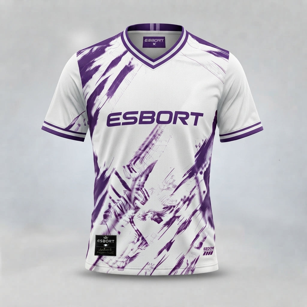 ESBORT White & Purple Custom Performance Jersey