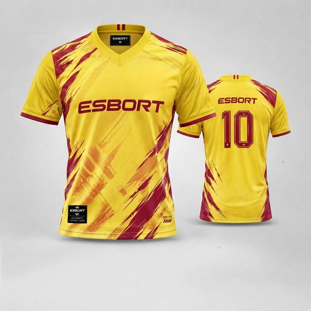 Esbort Amber Blaze Pro Jersey - Gold & Burgundy Performance Kit